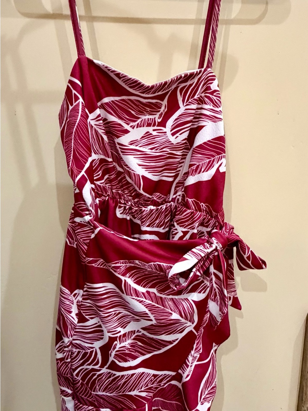 Red & White Tropical Print Sundress